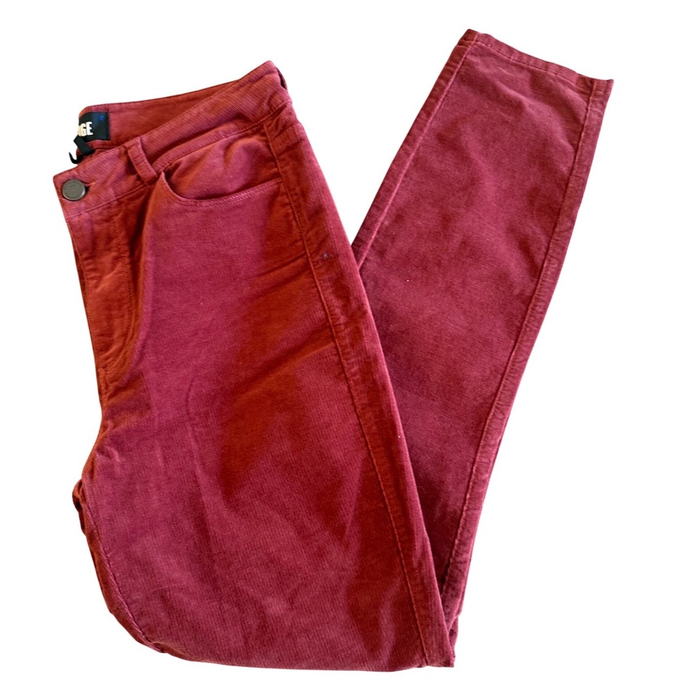 Paige Hoxton Ankle Corduroy Pants Burgundy Red Skinny High Rise Size 28